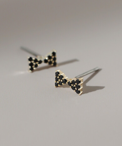 ビジューリボンピアス