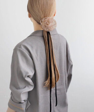 シアーローズ×ベルベットリボン2WAYヘアゴム