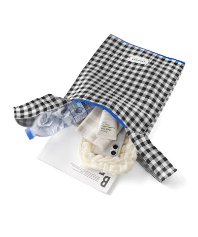 ギンガムチェックニットバッグ