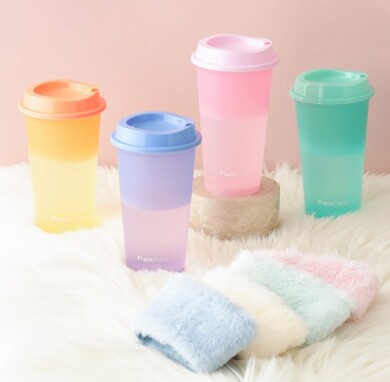 【NEW】ふわふわファーのスリーブ付き🐰ホットドリンクタンブラー⛄️🧣・*